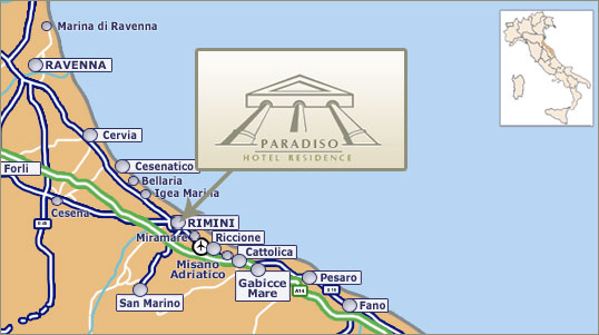 Hotels Rimini, Map
